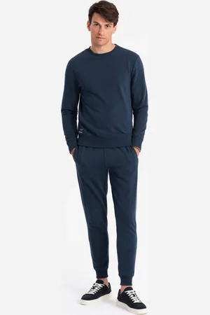 Ombre Clothing Základní tepláková tmavě modrá souprava (mikina+tepláky) V1 Z84