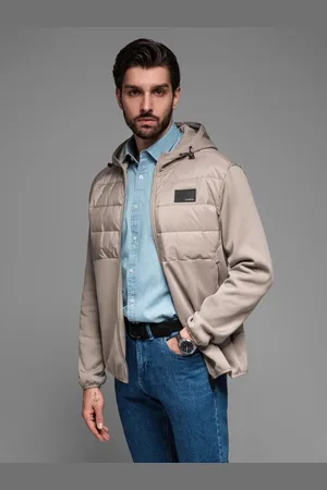 Ombre Clothing Moderní popelavá pánská přechodná bunda V3 JANP-160