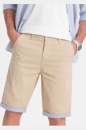 Ombre Clothing Pískové chinos kraťasy s lemem V10 W421