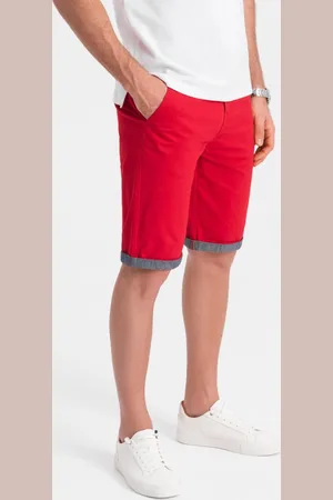 Ombre Clothing Červené chinos kraťasy s lemem V1 W421