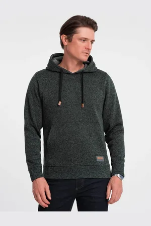 Ombre Clothing Nevšední melírovaná olivová mikina s kapucí V3 SSNZ-0147