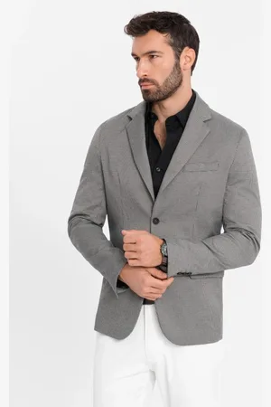Ombre Clothing Originální šedé sako s jemným vzorem V2-BLZB-0116