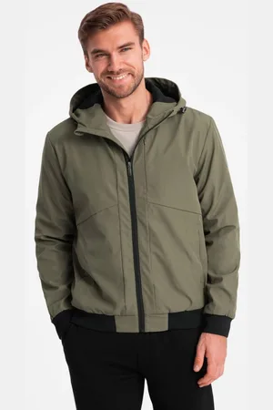 Ombre Clothing Základní olivová přechodná sportovní bunda V2 JANP-0149