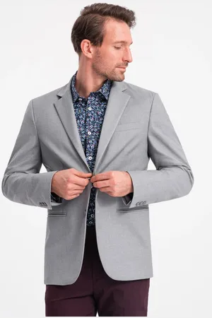 Ombre Clothing Elegantní šedé sako V1 BLZB-0115