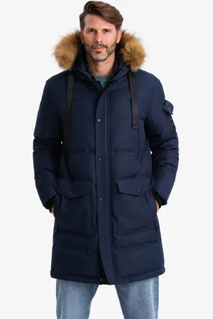 Ombre Clothing Zimní tmavě modrá parka V1 JALP-0182
