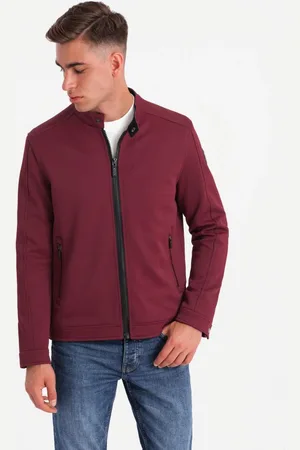 Ombre Clothing Trendy přechodná vínová bunda V2 OM-JANP-0138