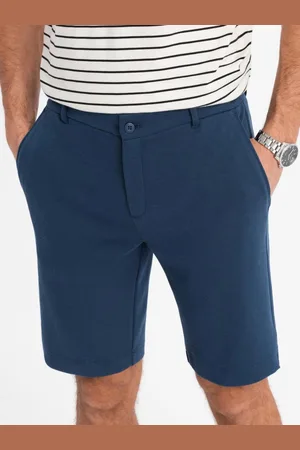 Ombre Clothing Tmavě modré jednobarevné šortky V1 SRCS-0169