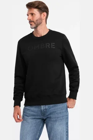 Ombre Clothing Klasická černá mikina s nápisem V4 SSPS-0181
