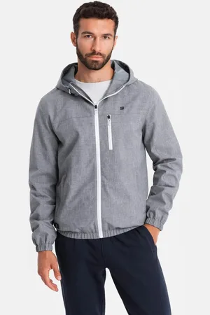Ombre Clothing Pohodlná šedá přechodná sportovní bunda V3 JANP-0136