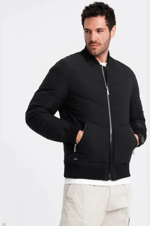 Ombre Clothing Stylová pánská černá bomber bunda V1 OM-JALP-0143