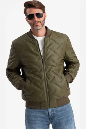 Ombre Clothing Olivová bomber bunda se vzorem V2 JALP-0196