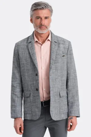 Ombre Clothing Noblesní grafitové regular sako V5 BLZB-0128