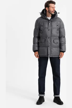 Ombre Clothing Nadčasová prošívaná grafitová pánská bunda V1 JALJ-0186