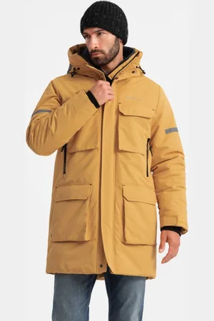 Ombre Clothing Neobyčejná žlutá dlouhá bunda na zimu V2 ​​JALJ-0169