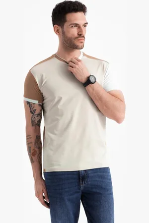 Ombre Clothing Atraktivní hnědé tričko V1 TSCT-0176