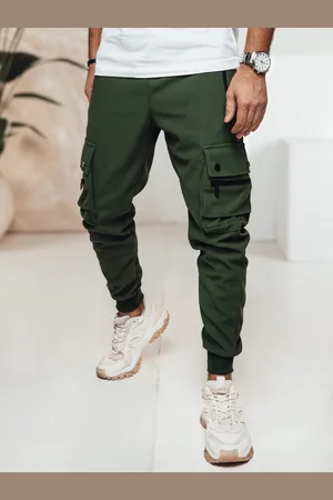D-Street Pánské zelené kapsáčové jogger kalhoty