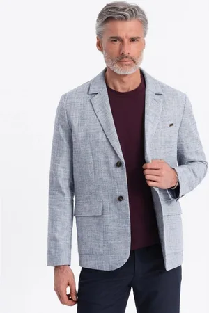 Ombre Clothing Noblesní modré regular sako V3 BLZB-0128