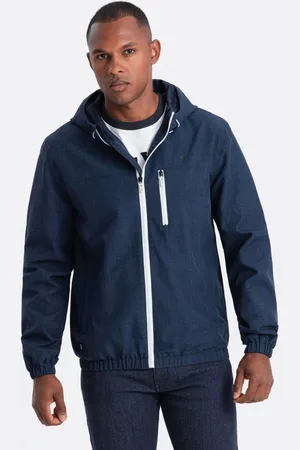 Ombre Clothing Pohodlná tmavě modrá přechodná sportovní bunda V2 JANP-0136