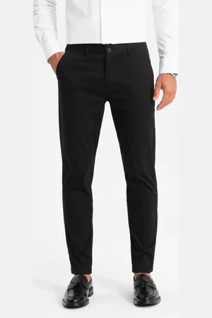 Ombre Clothing Chinos černé kalhoty klasického střihu V5 PACP-0183