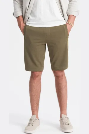 Ombre Clothing Olivové jednobarevné šortky V2 SRBS-0149