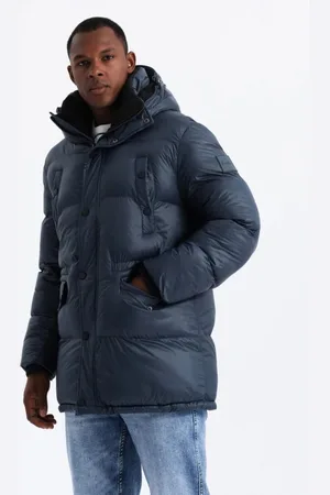 Ombre Clothing Nadčasová prošívaná tmavě modrá pánská bunda V3 JALJ-0186