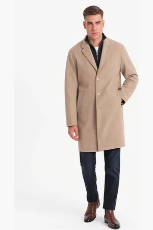 Ombre Clothing Béžový jednořadý kabát V7 COWC-0104