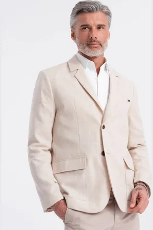 Ombre Clothing Noblesní krémové regular sako V1 BLZB-0128