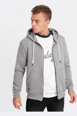 Ombre Clothing Trendy šedá mikina na zip V5 OM-SSBZ-0118