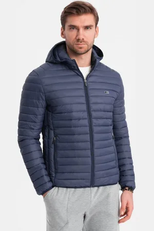 Ombre Clothing Lesklá tmavě modrá bunda bomber V1 JALP-22FW-007