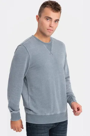 Ombre Clothing Světle modrá mikina s ozdobným prošíváním V3 SSDS-0131