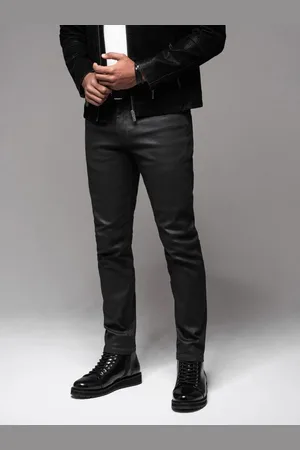 Ombre Clothing Lesklé pánské černé slim fit rifle V4 PADP-149