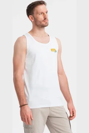 Ombre Clothing Bílé tílko s letním motivem V2 TSTT-0191