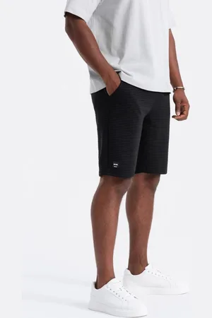 Ombre Clothing Černé úpletové kraťasy V4 SRSK-0150