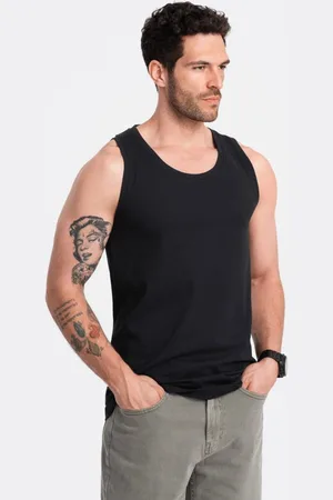 Ombre Clothing Jednoduché černé tílko V3 TSBT-0192