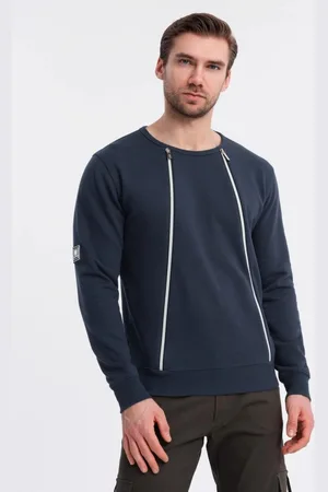 Ombre Clothing Nadčasová tmavě modrá mikina s ozdobnými zipy V3 SSNZ-0187