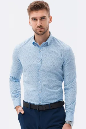 Ombre Clothing Světle modrá košile s jemným vzorem V3 K634