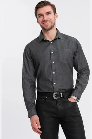 Ombre Clothing Módní černá pánská košile V2 SHDS-0181