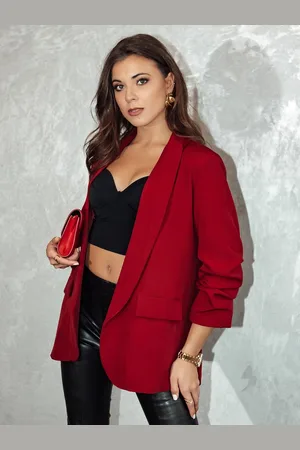 D-Street Oversize dámské sako červené barvy ELEGANTIS