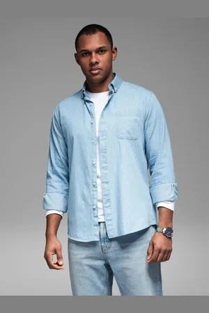 Ombre Clothing Světle modrá pánská košile s jemným vzorem V1 SHDS-0179