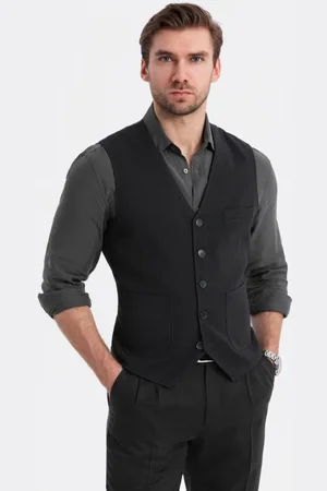 Ombre Clothing Elegantní černá pánská vesta V1 BLZV-0146