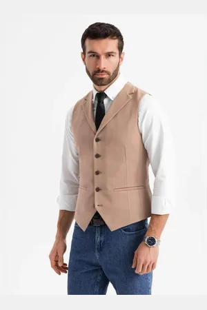 Ombre Clothing Elegantní hnědá pánská vesta V1 BLZV-0145