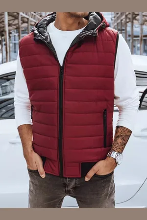 D-Street Trendy vesta s kapucí v bordó barvě
