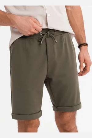 Ombre Clothing Olivové chinos kraťasy V5 SRCS-0170