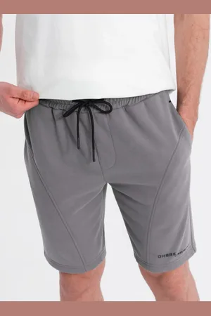Ombre Clothing Sportovní šedé teplákové kraťasy V3 SRSK-0138