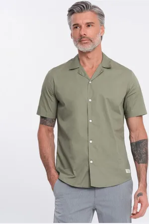 Ombre Clothing Kubánská khaki košile V4 SHSS-0168