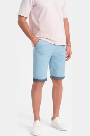 Ombre Clothing Modré chinos šortky s lemem V3 W421