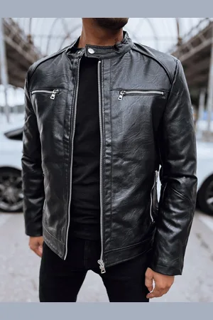 D-Street Moderní pánská kožená bunda černá