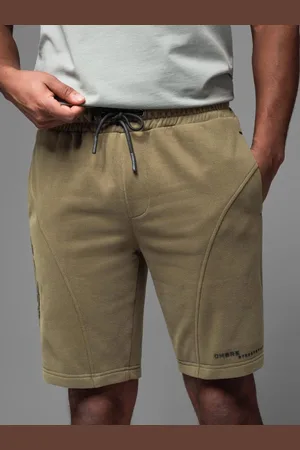 Ombre Clothing Sportovní olivové teplákové kraťasy V4 SRSK-0138