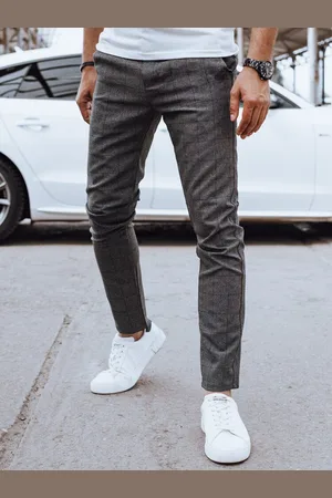 D-Street Elegantní kalhoty v šedé barvě s kostkovaným vzorem
