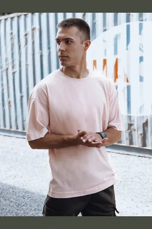 D-Street Stylové pánské tričko s krátkým rukávem růžové